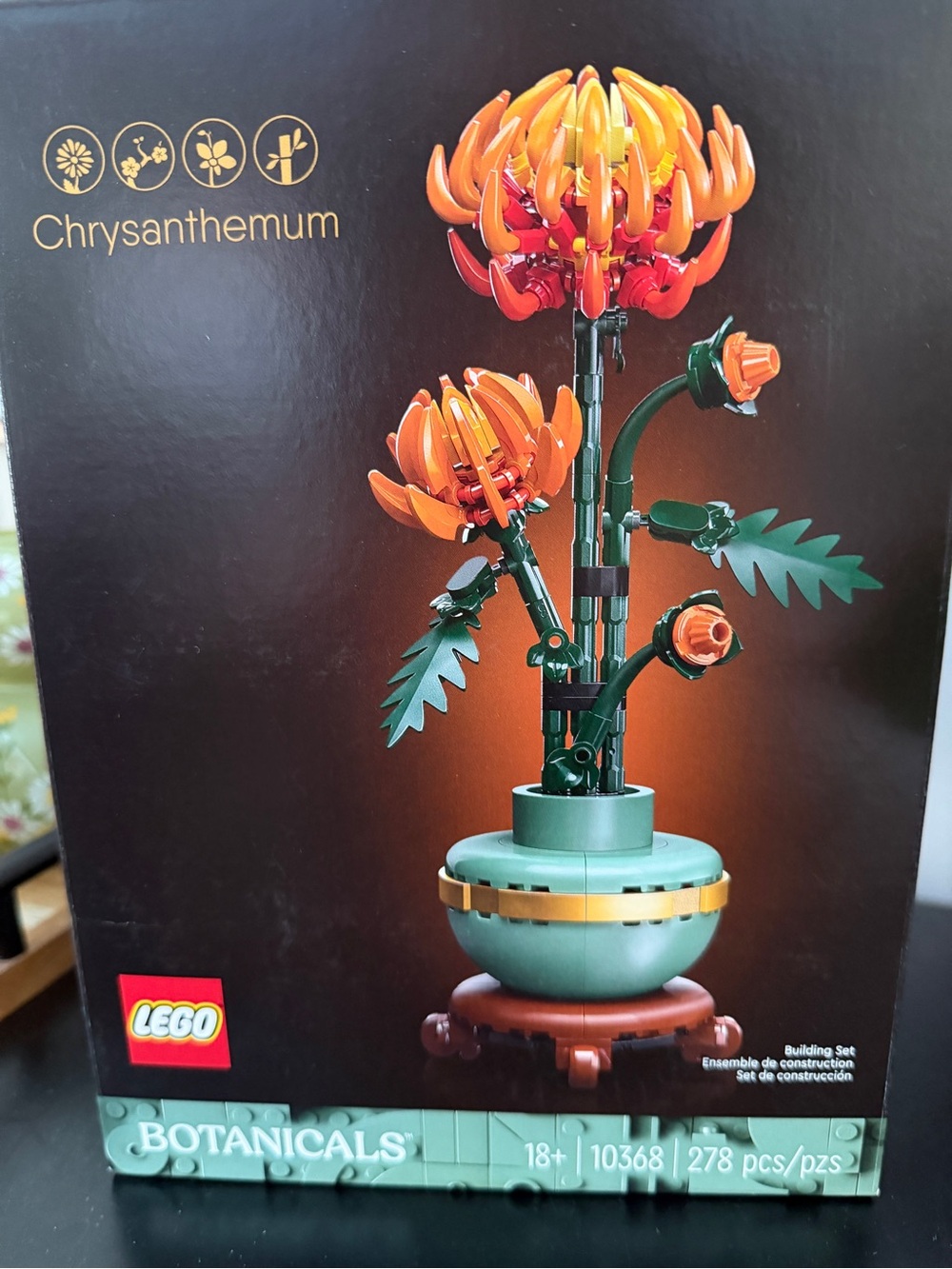 Lego Orange Chrysanthemum with Green Foliage